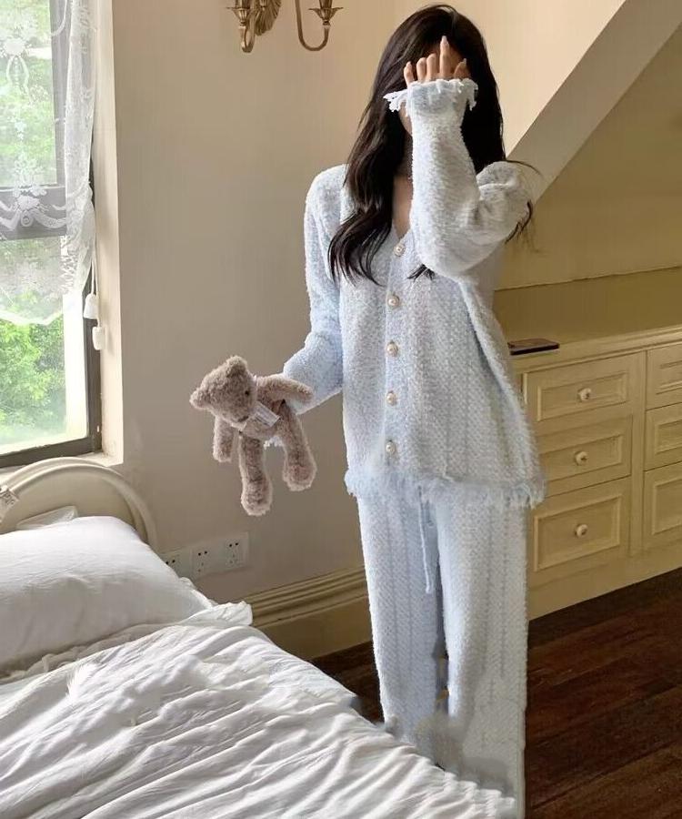 女软绵绵流苏睡衣套装可外穿