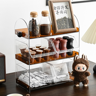 茶包收纳盒茶水间的咖啡胶囊茶具办公室吧台杯子收纳架桌面置物架