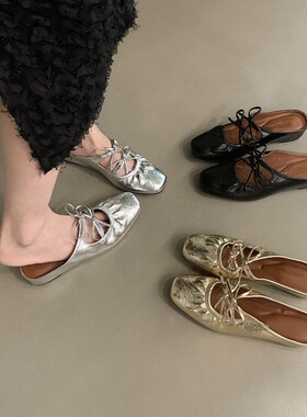 内增高蝴蝶结银色包头半拖女鞋子时尚外穿2026新款夏季玛丽珍凉鞋