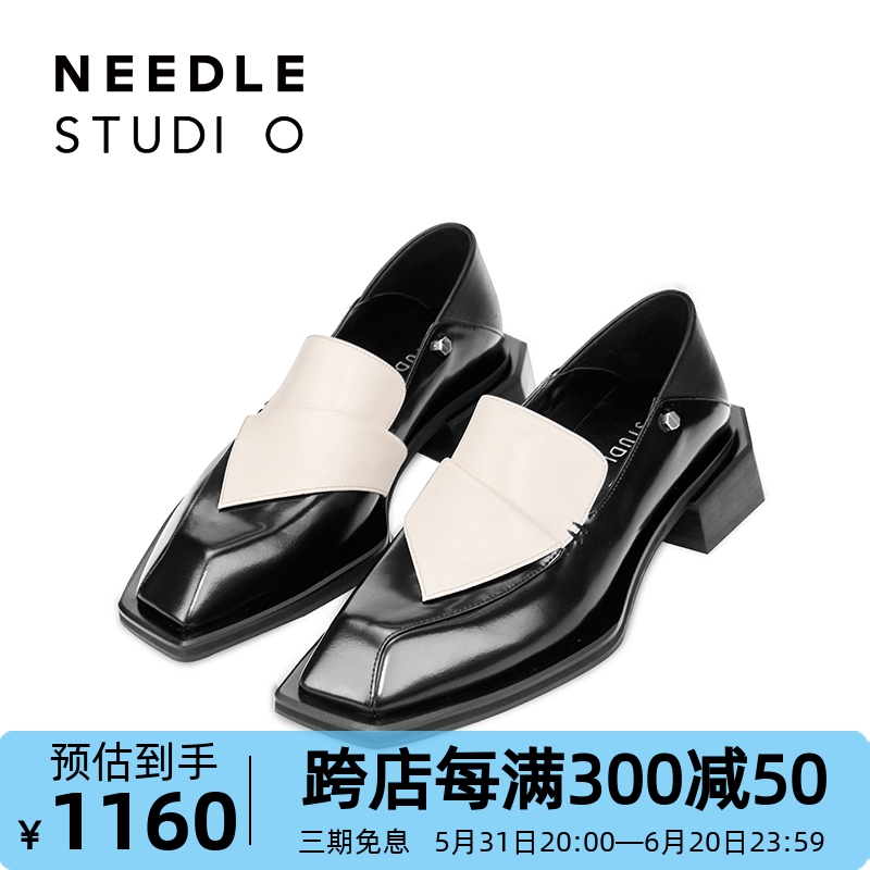 NEEDLE设计师品牌【工作室系列】张俪同款  方头单鞋软皮踩跟两穿 女鞋 乐福鞋（豆豆鞋） 原图主图