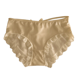 法式性感缎面蕾丝网纱内裤女中腰纯棉裆女士三角裤头【独立包装】
