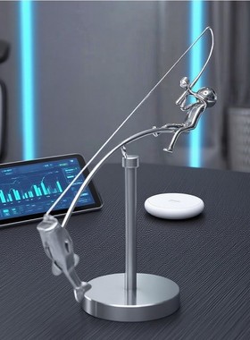 渔夫钓鱼人金属平衡摆件创意减压玩具办公桌面小铁人不倒翁礼物