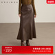 佧茜文气质鱼尾半身裙2025冬新款 博主同款 通勤简约拼接皮裙女