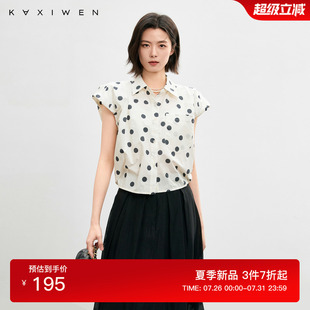 减龄无袖 2025夏季 佧茜文时尚 衬衫 上衣 新款 波点浪漫甜美花苞袖