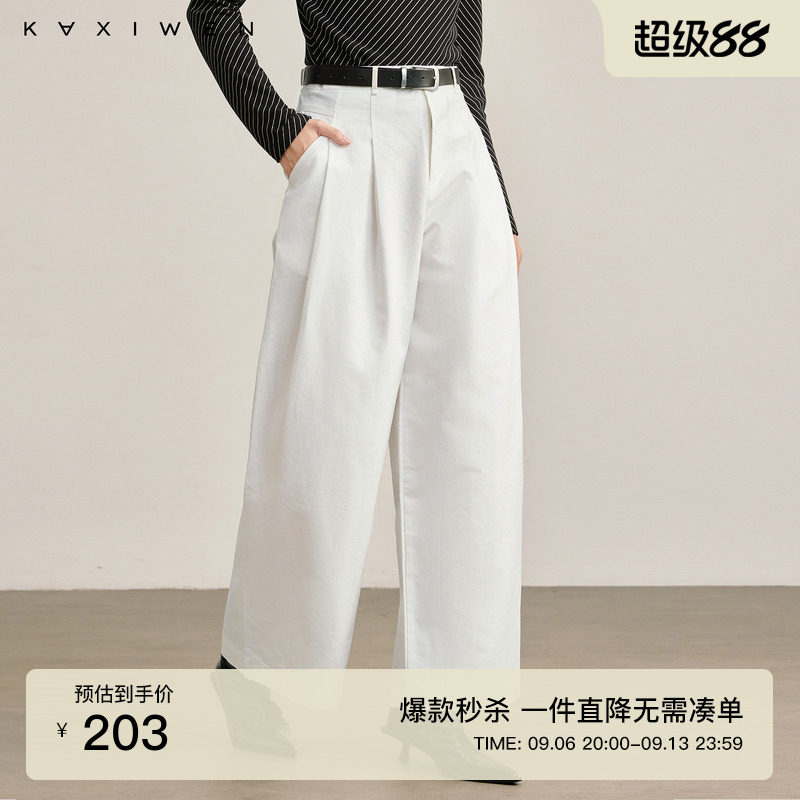 时尚通勤高腰阔腿休闲裤图片