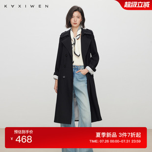 佧茜文通勤氣質(zhì)風(fēng)衣潮流秋季 外套女 英倫風(fēng)復(fù)古絲帶中長(zhǎng)款 新款