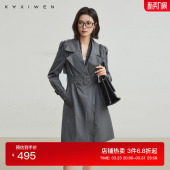 饰中长款 慵懒休闲纯色字母装 新款 佧茜文格雷系通勤风衣百搭秋季