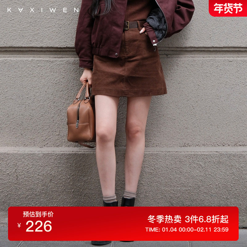 【博主同款】佧茜文高腰A字短裙2025冬季新款简约灯芯绒半身裙女,女装/女士精品,半身裙,淘宝优惠券,粉丝福利购,淘宝优惠卷