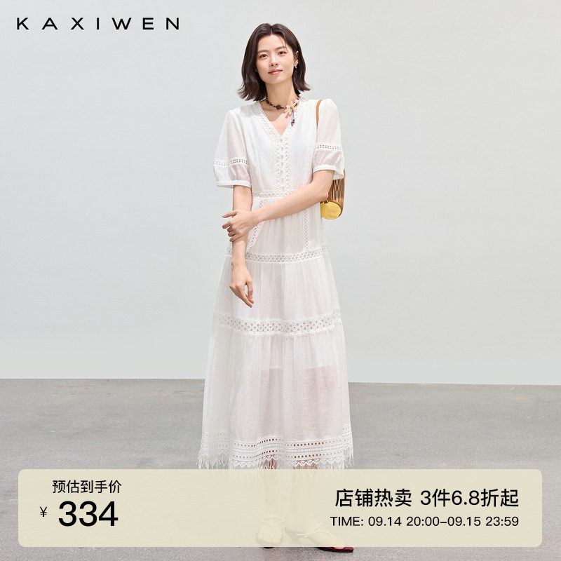 浪漫流苏刺绣花边连衣裙图片