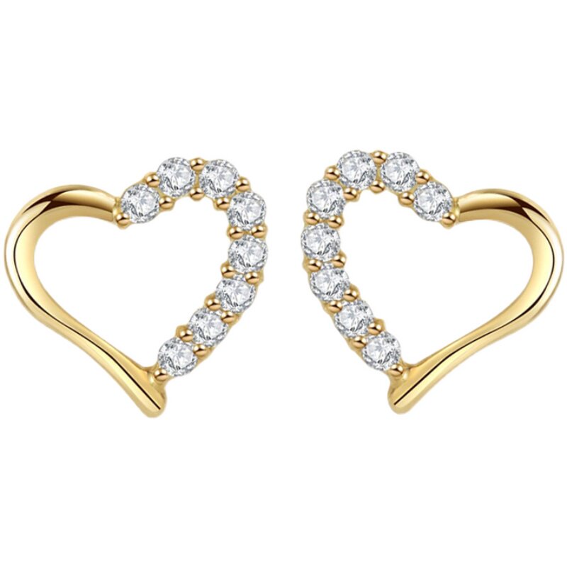 赫拉臻藏 小雅趣 18k黄金钻石耳饰心形爱心耳钉 简约百塔 轻奢