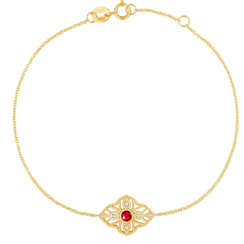 赫拉臻藏18K黄金天然红宝石手链
