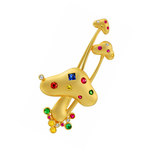 赫拉臻藏18K金蓝宝石蘑菇胸针