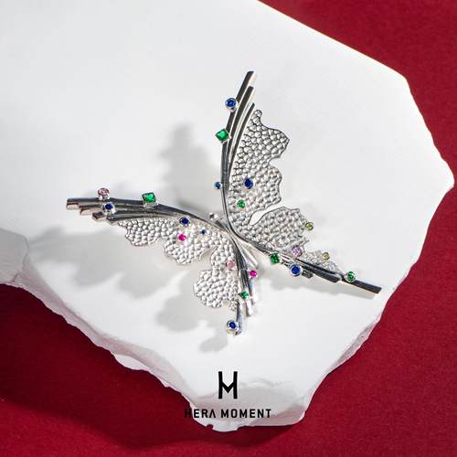 礼物推荐 福蝶｜东方花园蝴蝶胸针 好运招财 国风原创 银镀18k金