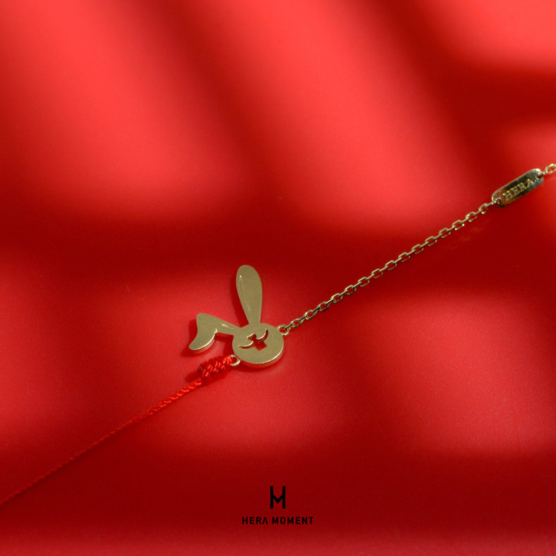 赫拉臻藏18k金兔年生肖红绳