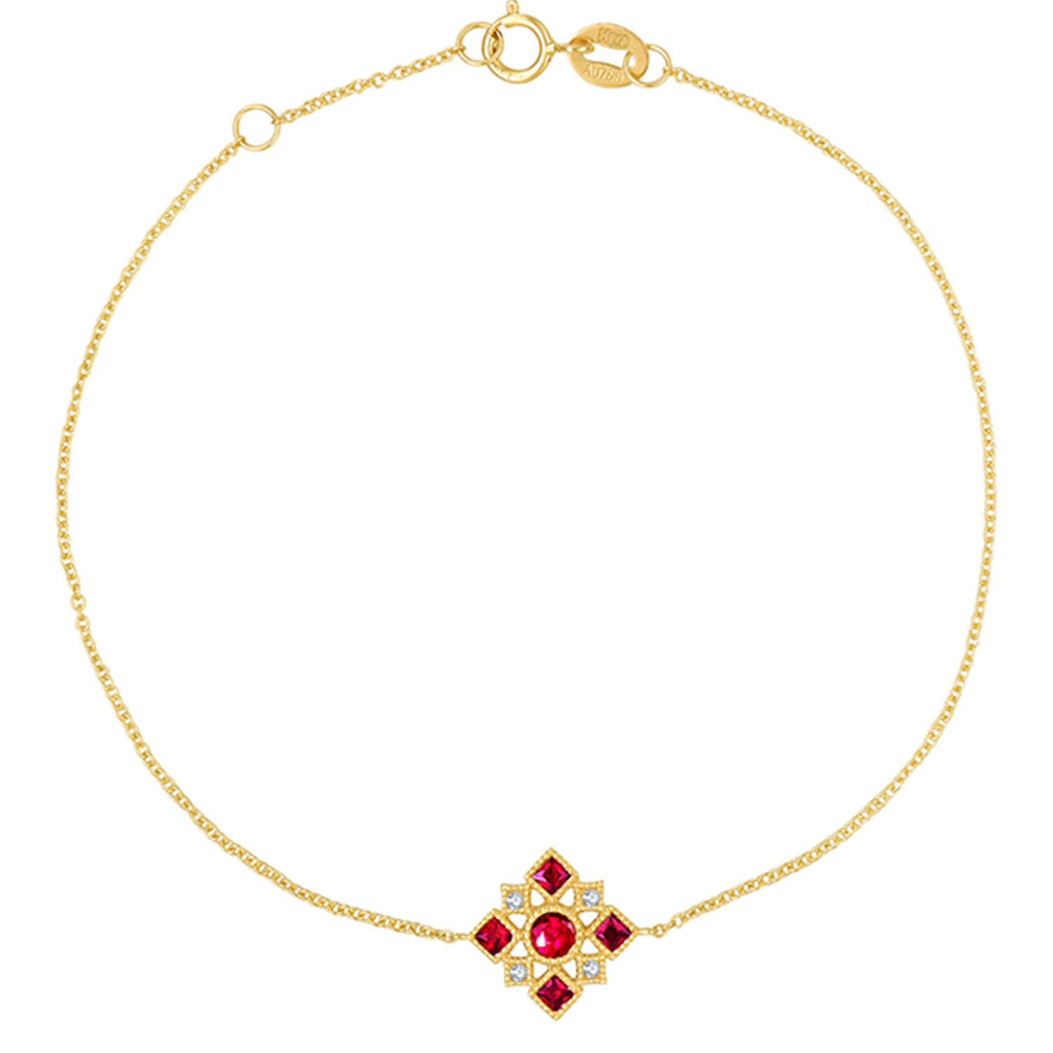 原创设计18k金红宝石手链