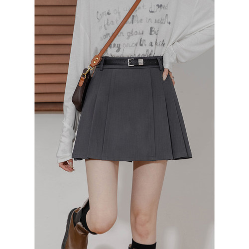 复古高腰西装A字显瘦半身裙