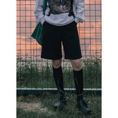 中裤 女宽松呢子西装 阔腿短裤 六条猫studio春秋高腰直筒毛呢五分裤