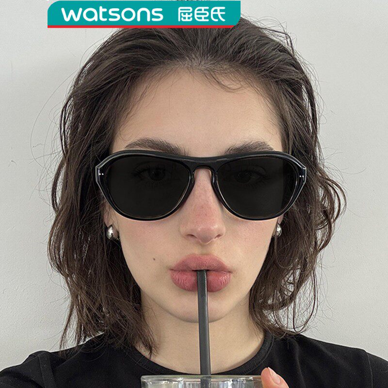 屈臣氏复古欧美大框墨镜女款防晒高级感网红凹造型拍照防紫外线太