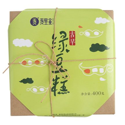麦里金传统老味绿豆糕400g(牛皮纸盒伴手礼) 陕西特色点心零食