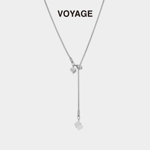 VOYAGE钛钢抽拉可调节方块项链