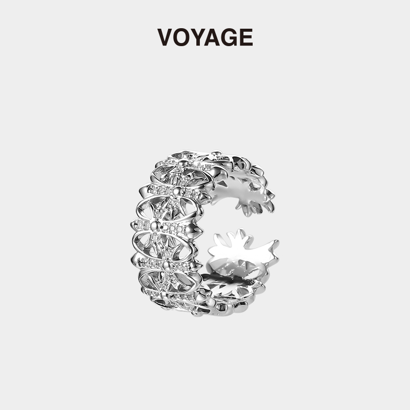 VOYAGE镶钻开口可调节戒指小众