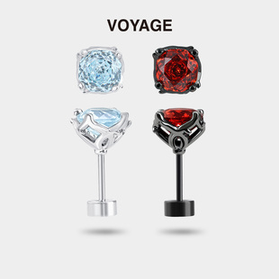 蓝色荆棘玫瑰钛合金耳钉女养耳洞耳骨钉高级感耳环耳蜗钉钛钢耳饰