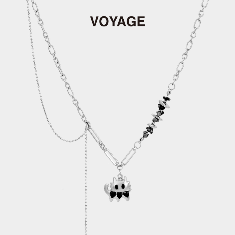 VOYAGE甜酷猫咪吊坠项链女