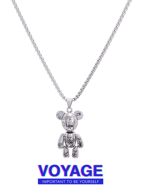 VOYAGE小熊吊坠配饰暴力熊长款项链女男潮男生男士挂件毛衣链男款