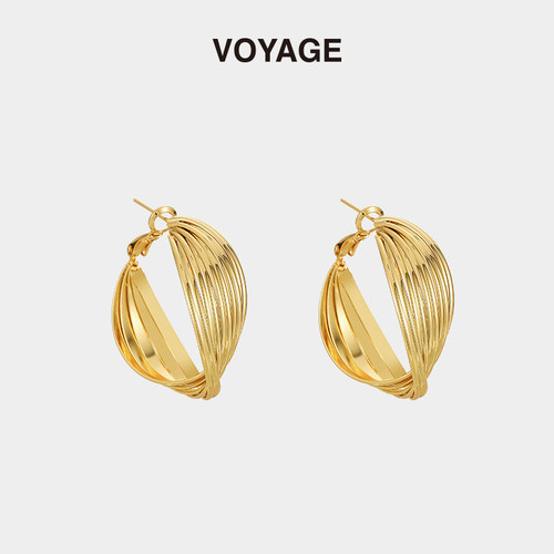 VOYAGE金色925银针复古设计耳环