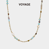 民族风彩色串珠项链女轻奢小众锁骨链新中式 复古甜酷多巴胺配饰夏