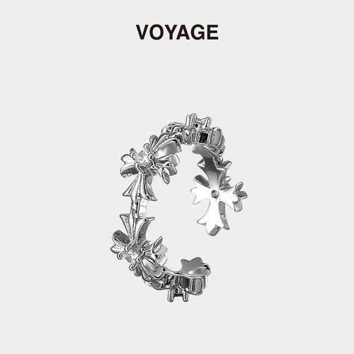 VOYAGE时尚十字架开口戒指可调节