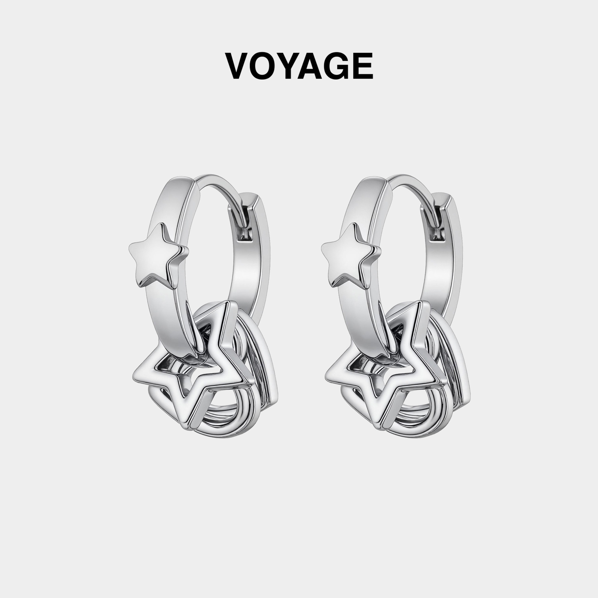 镂空五角星耳环女款爱心耳扣星星素圈耳坠耳圈吊坠耳钉高级感耳饰