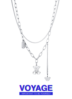 VOYAGE小熊卫衣项链女高级感小众甜酷女款锁骨链气质轻奢链子配饰