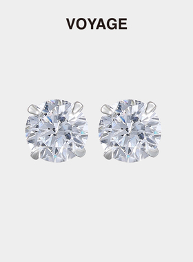 爆闪华子耳钉女999纯银养耳洞睡觉免摘锆石耳环高级感秋冬耳饰