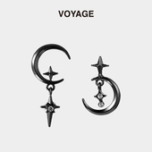 VOYAGE不规则星月耳环小众设计耳钉轻奢气质冷淡风复古耳坠女耳饰