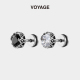 黑白锆石杠铃耳钉男款 耳扣耳饰女 轻奢耳针耳棒小众设计耳骨钉男士