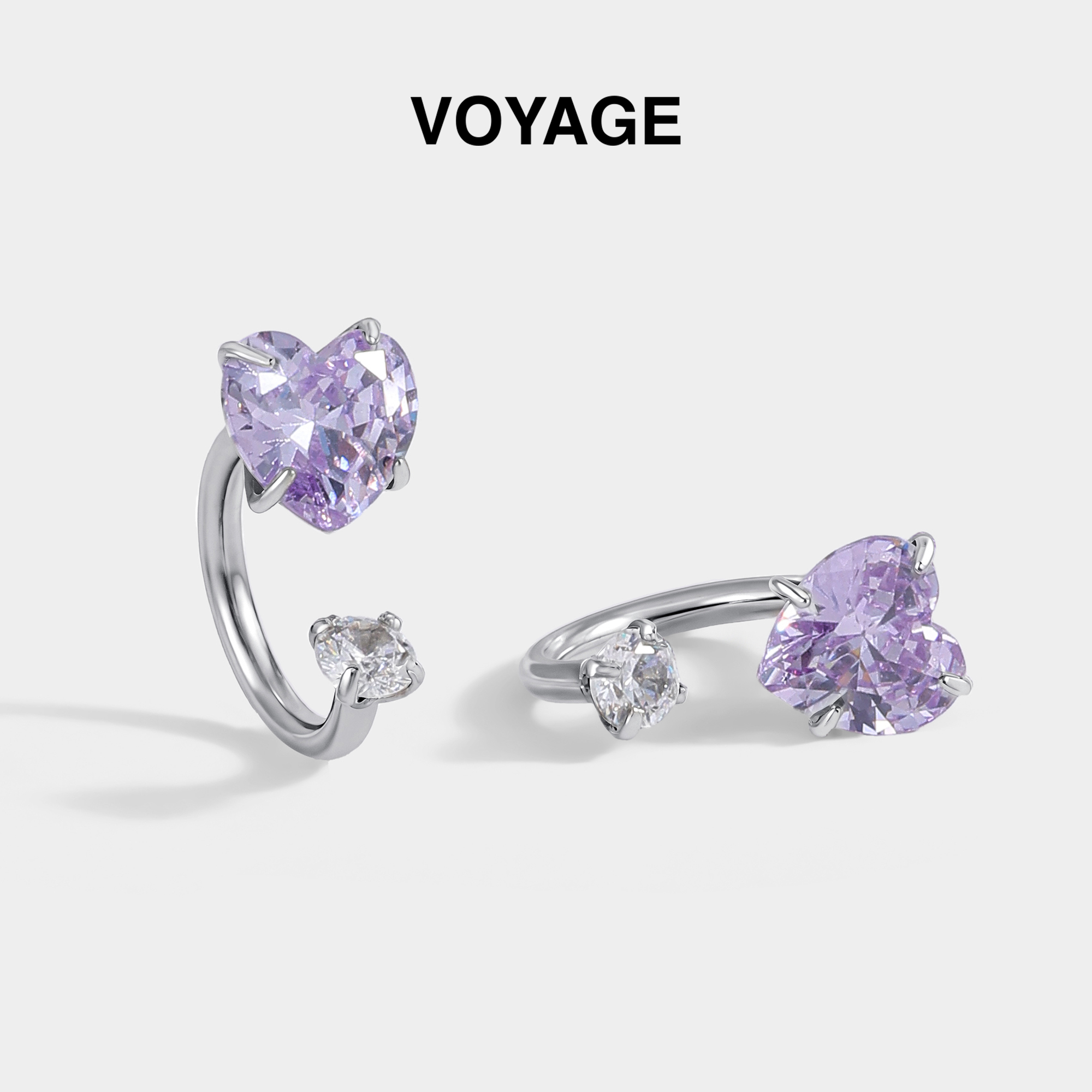 紫色内螺旋马蹄环耳钉钛合金耳环