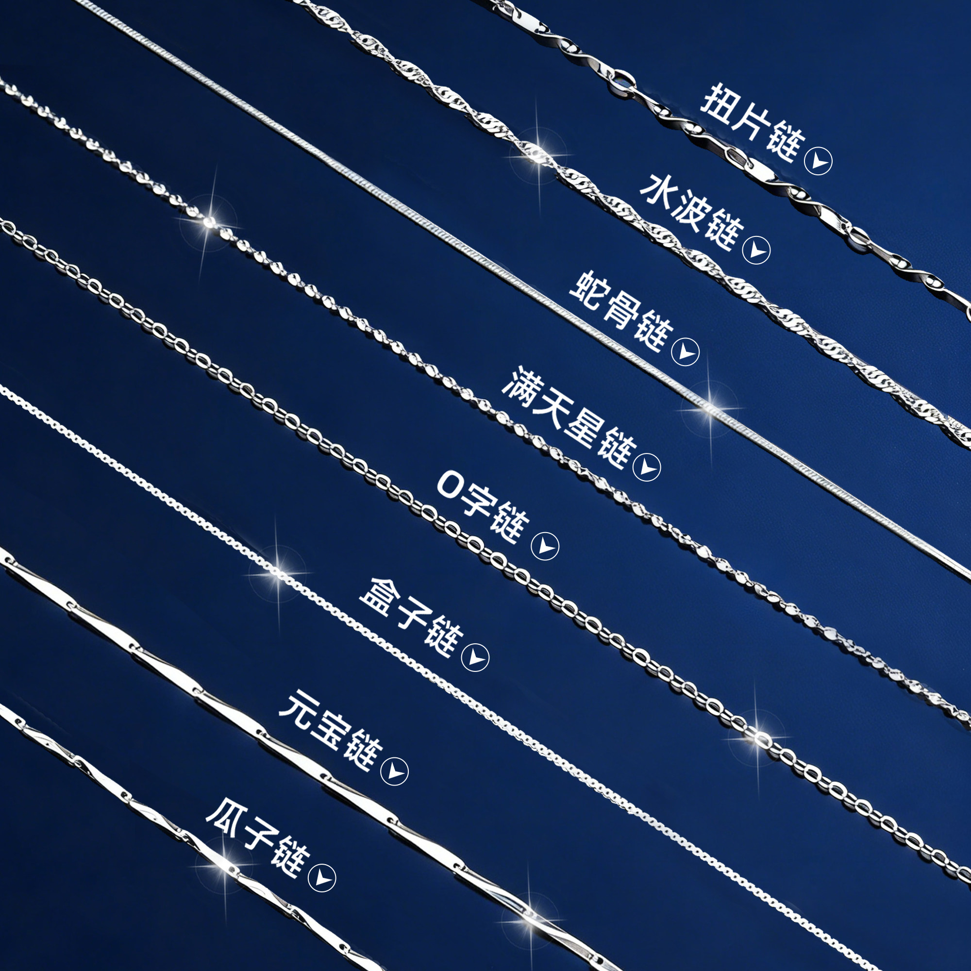 999纯银项链女款925银素链细款锁骨链替换链子裸链条颈链可穿配饰