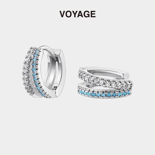 925纯银蓝色耳环女小众设计耳钉