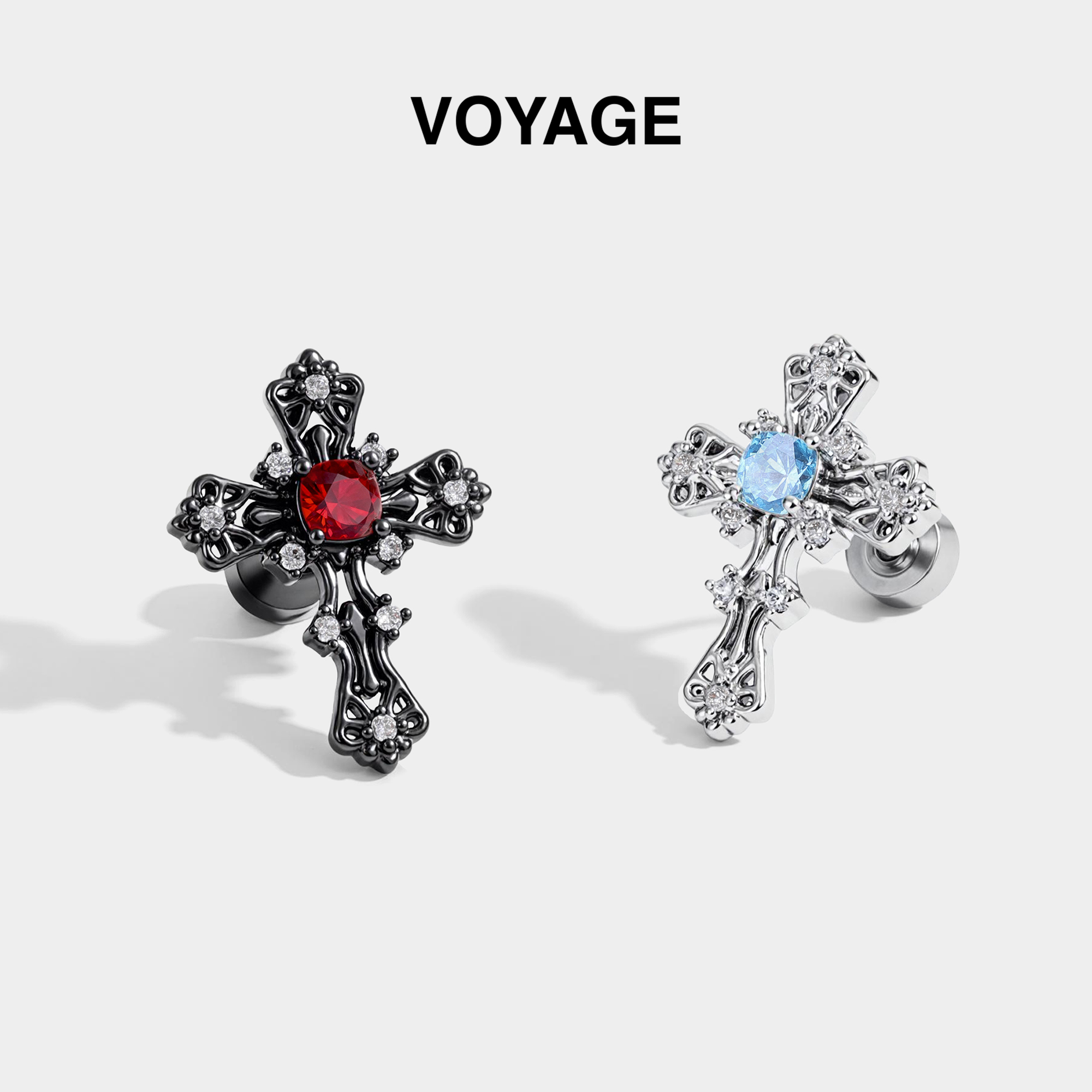 钛合金暗黑十字架耳钉钛钢耳蜗钉