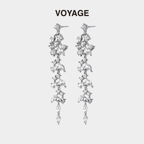 VOYAGE紫藤花流苏锆石耳钉女