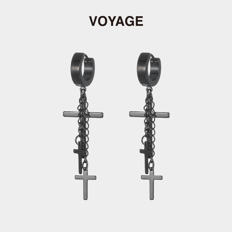 VOYAGE十字架钛钢高级感耳钉男款