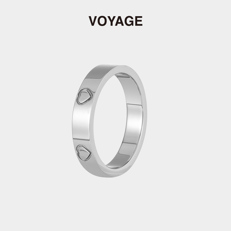 小众设计银色爱心钛钢戒指不掉色