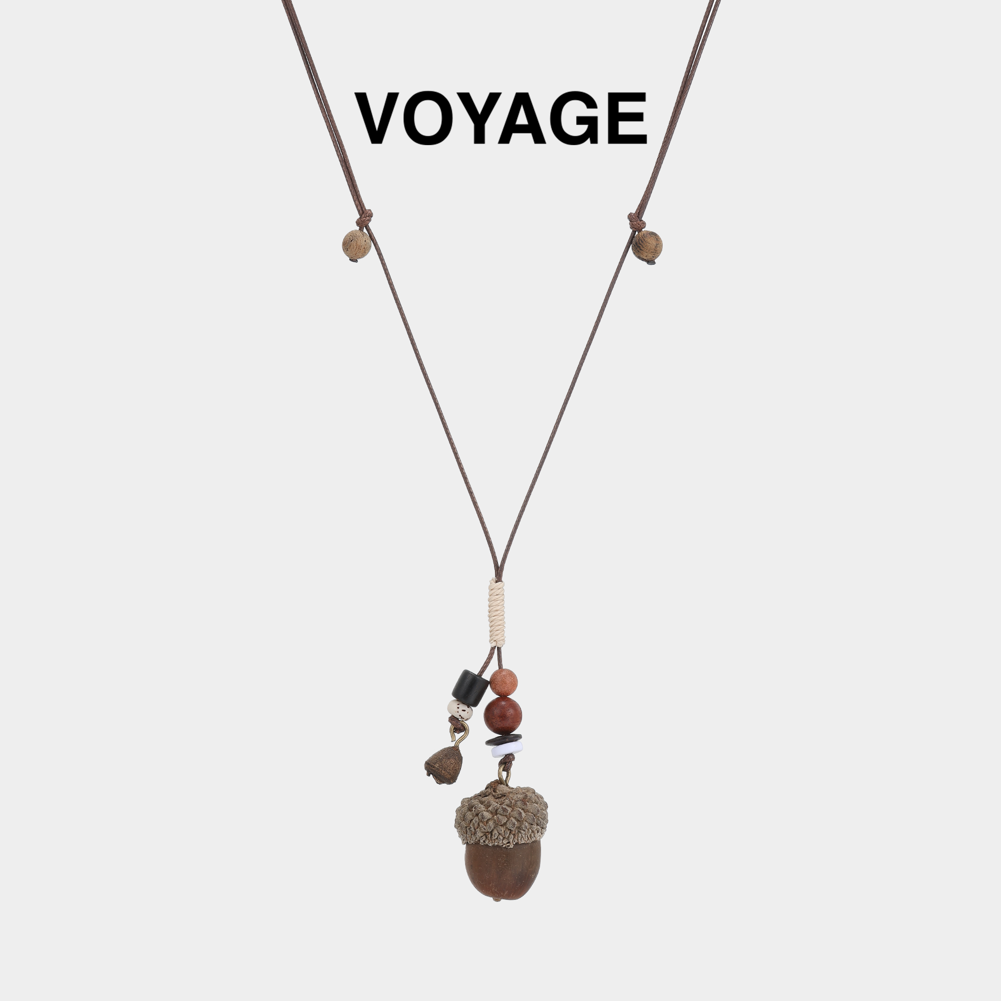 新中式长款橡果吊坠项链女复古轻奢毛衣链小众高级感串珠挂脖配饰