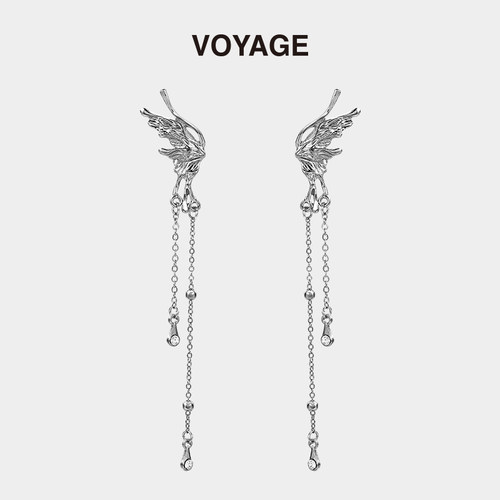 VOYAGE液态流苏蝴蝶耳夹小众设计