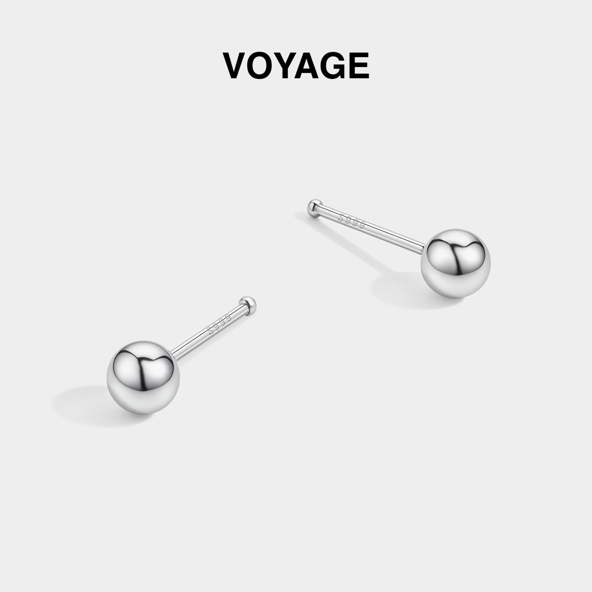 S999纯银耳钉女睡觉免摘防堵耳饰