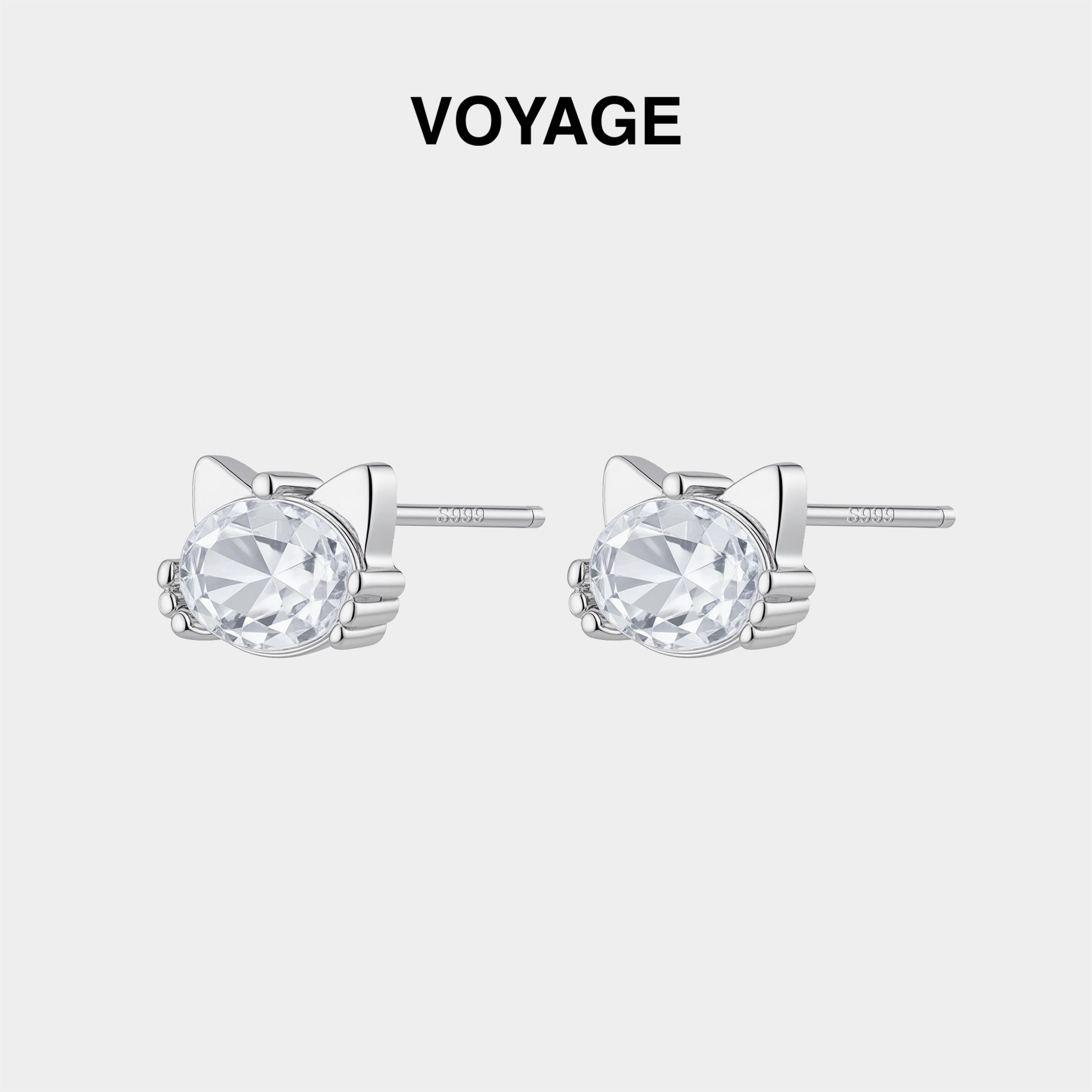 小猫咪S999纯银耳钉耳环耳蜗钉女