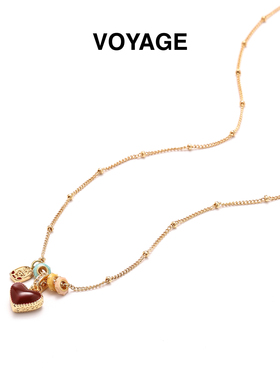 平安喜乐新年红色双面爱心毛衣链