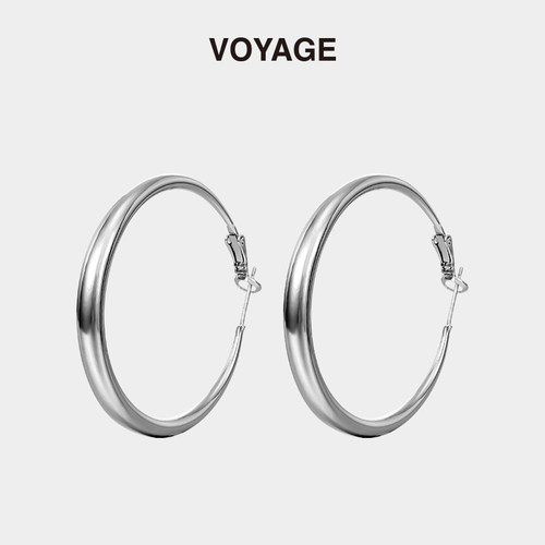 VOYAGE夸张素圈耳环小众气质耳饰