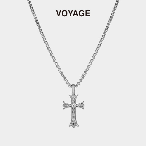 VOYAGE镶钻十字架小众设计感项链